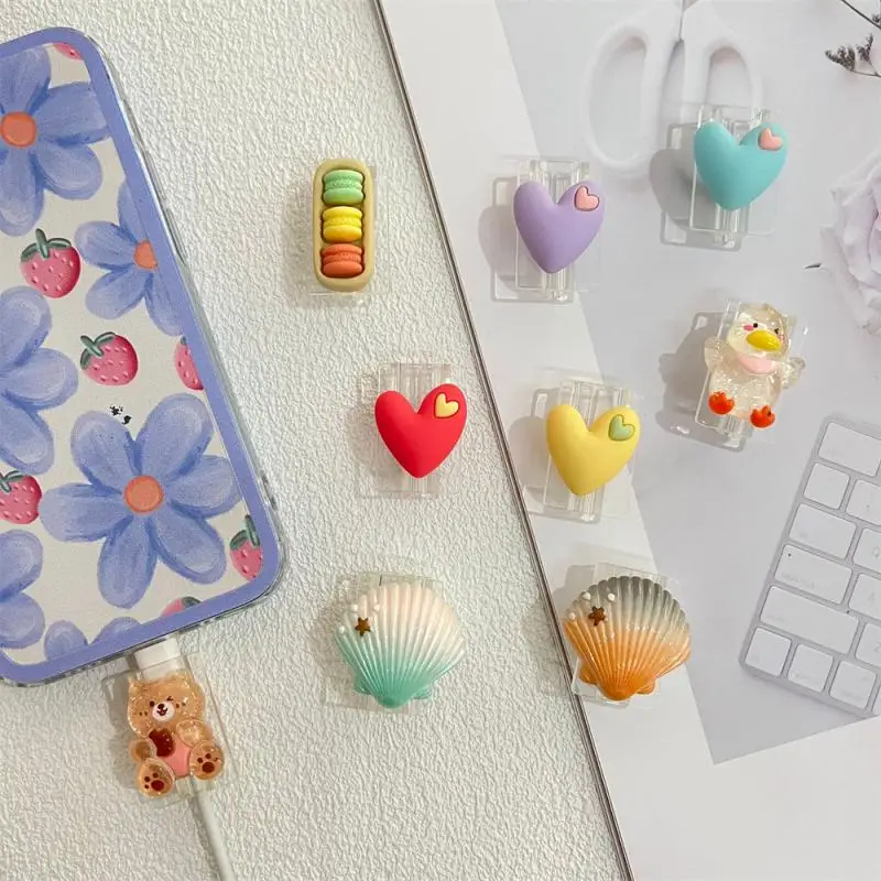 Cartoon Cable Protector Cute Donut Charger Protector Cable Bite Organizer For Phone Data Line Cord Protective Cover Accessories