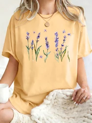 Fresh Lavender Flowers Women's Oversized Breathable Cotton Crewneck T - Shirt - XXXL (Sun Orange)