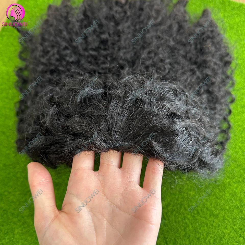 Mezza parrucca Parrucca per capelli umani Parrucche ricci birmani senza colla Coulisse 3 IN 1 Mezze parrucche 250 Densità Parrucche fatte a macchina Capelli neri naturali - immagine 3