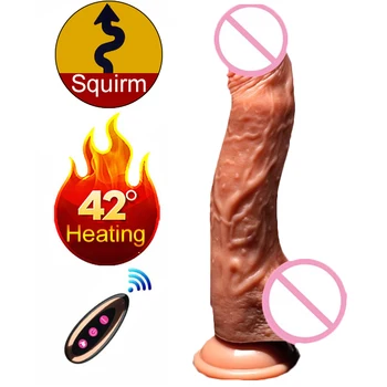 Wireless Dildo Realistic Dildo Vibrator Electric Heating Vibrating Big Huge Penis G Spot Sex Toys for Women, USB Rechargeable 5