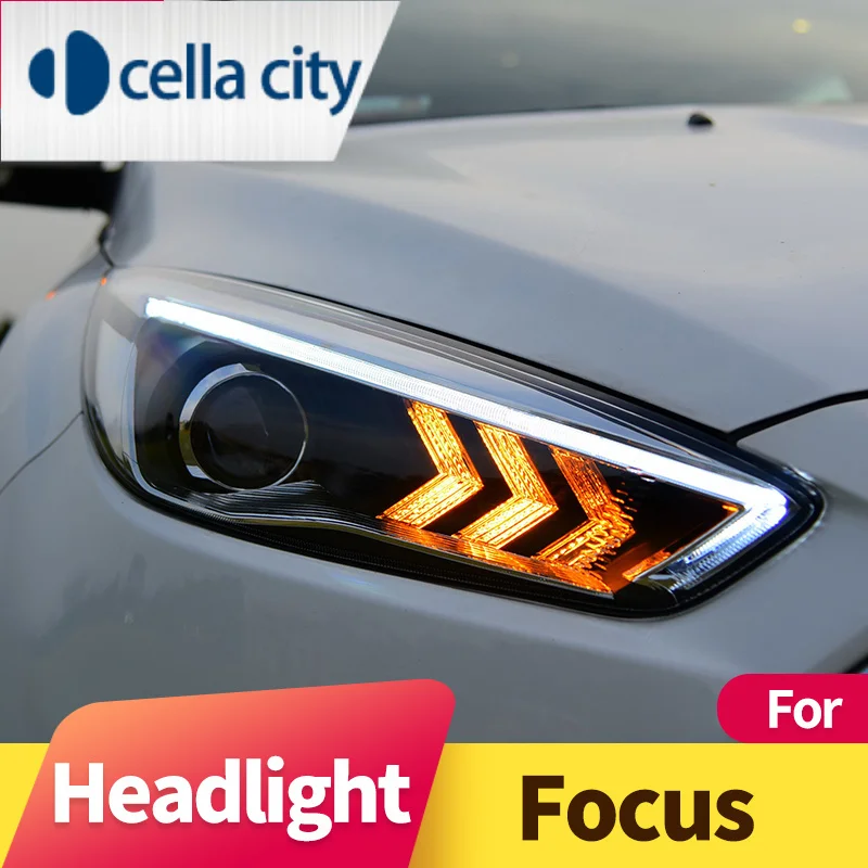 

Фара в сборе для Ford Focus 2015-2018 Focus Mk3.5 светодиодный DRL светодиодный сигнал поворота, ксенон, ближний свет, дальний свет