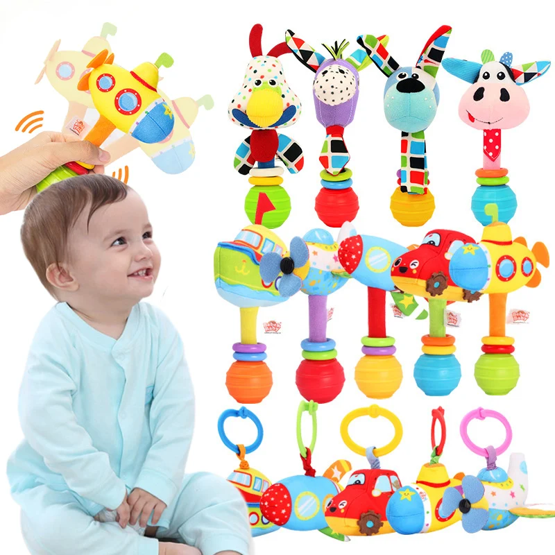 Rattle Toys for Baby Animal Plush Hand Bell Mobiles Newborn Stroller Doll Infant Early Educational Bed Hanging |