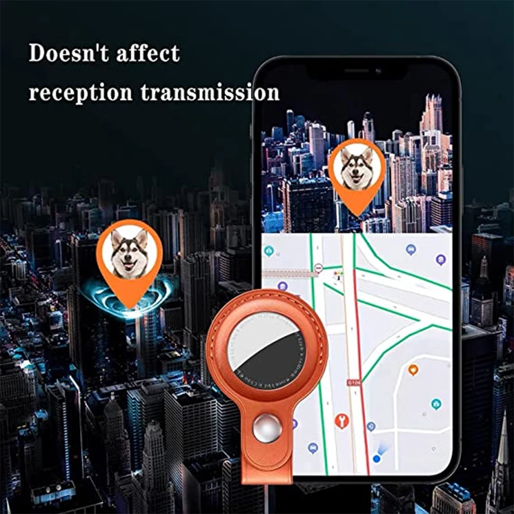 Airtag Keychain Leather Keychain for Apple Airtags Case Protective Cover Bumper Shell Tracker Accessories Anti-scratch Key Ring Holder