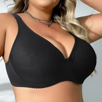 Beauwear Reggiseno con ferretto per seno grande Reggiseni femminili in tinta unita taglie forti per donna Biancheria intima sottile sfoderata 38C-44C 38D-48D-3069 1