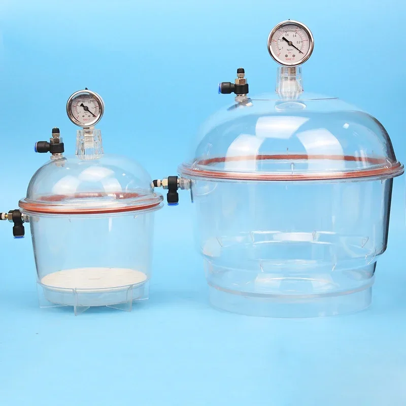 150MM Polycarbonate Plastic Vacuum Dryer Laboratory Dryer Transparent Vacuum Drying Kettle Double Valve With Pressure Gauge
