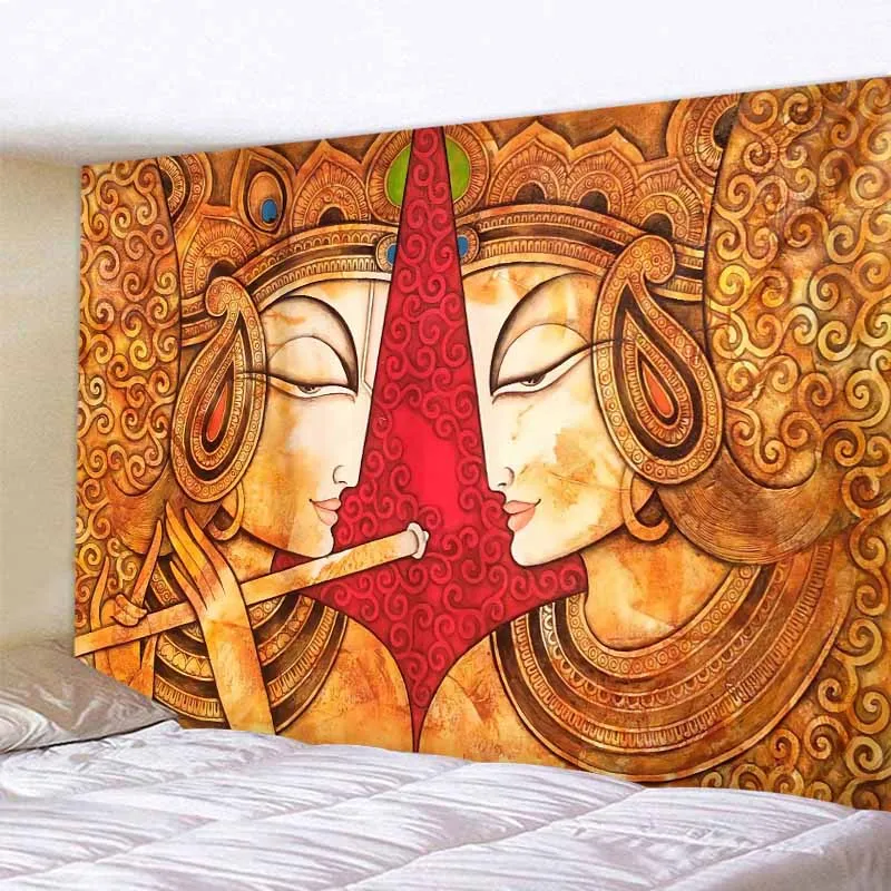 Indian Buddha Art Tapestry Wall Hanging Meditation Mandala Room Wall Decor Boho Home Aesthetics Home Decor Background Fabric