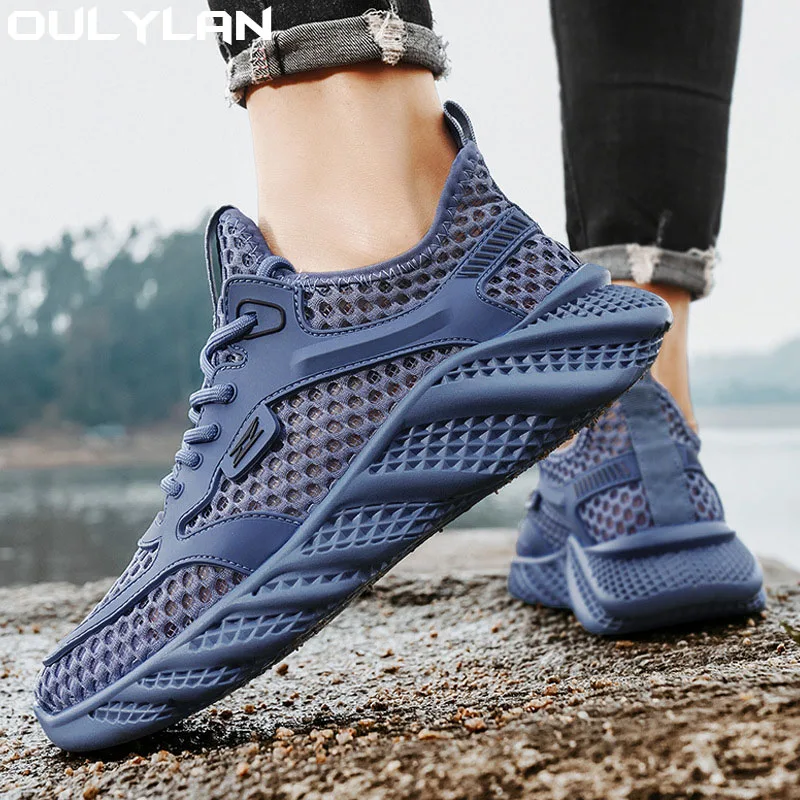 Oulylan Quick Drying Outdoor Hiking Water Wading Shoes for Men Hollow Mesh Breathable Sneakers Lightweight Sports Shoes Male