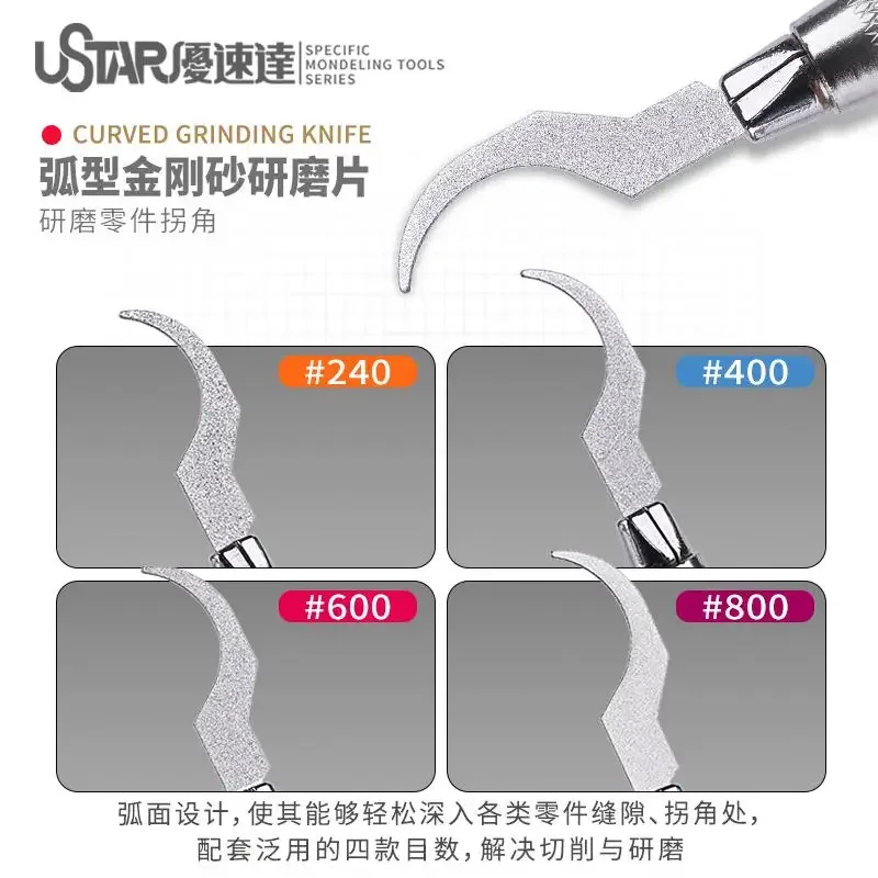 Ustar UA-91917/91918 Carborundum Grinding Knife Blade Assembly Model Gap Polishing File for Modeler Hobby DIY No Handle