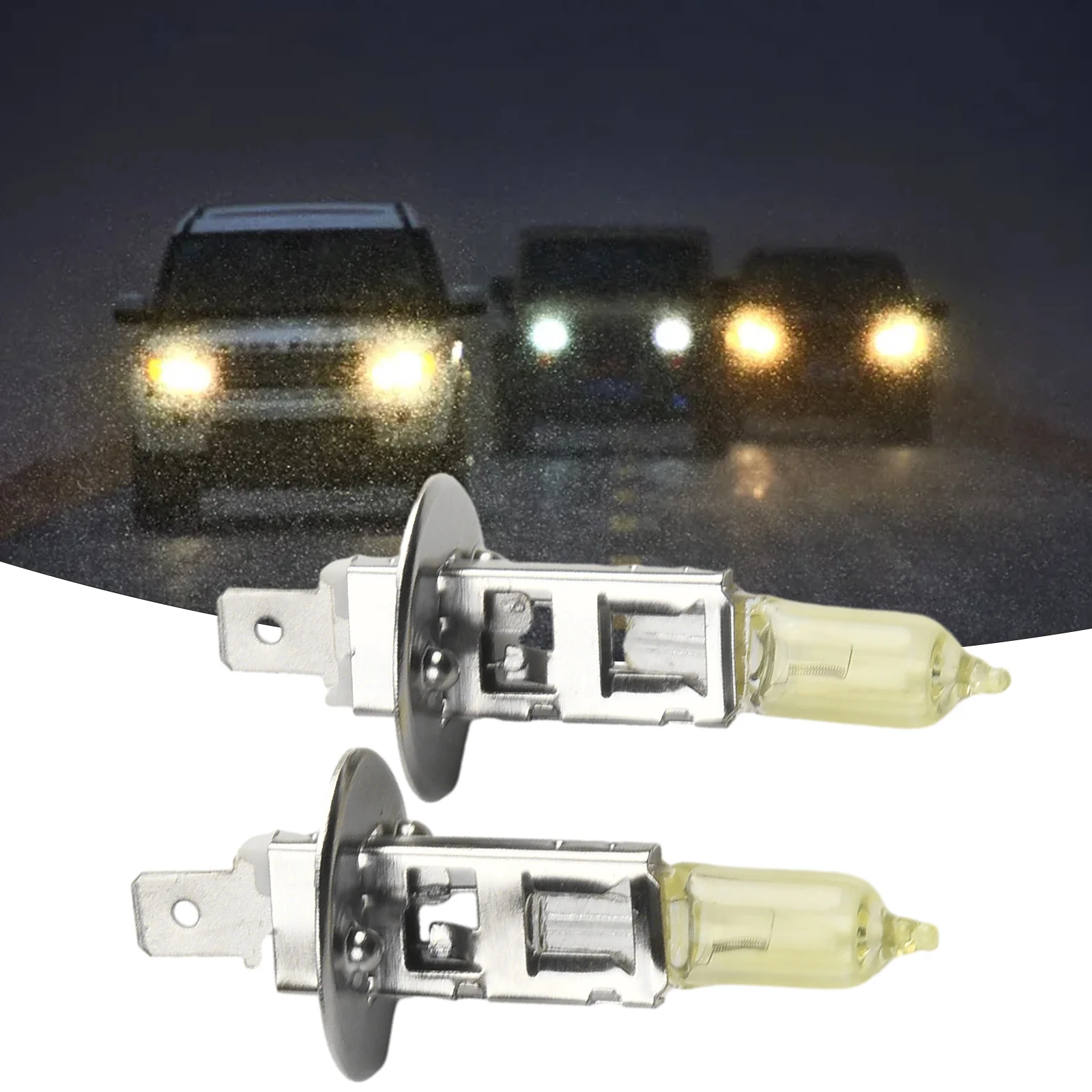 

2pcs Golden Yellow H1 Halogen Bulb High Beam Headlight Daytime Running Light Car Headlight Replacement Parts
