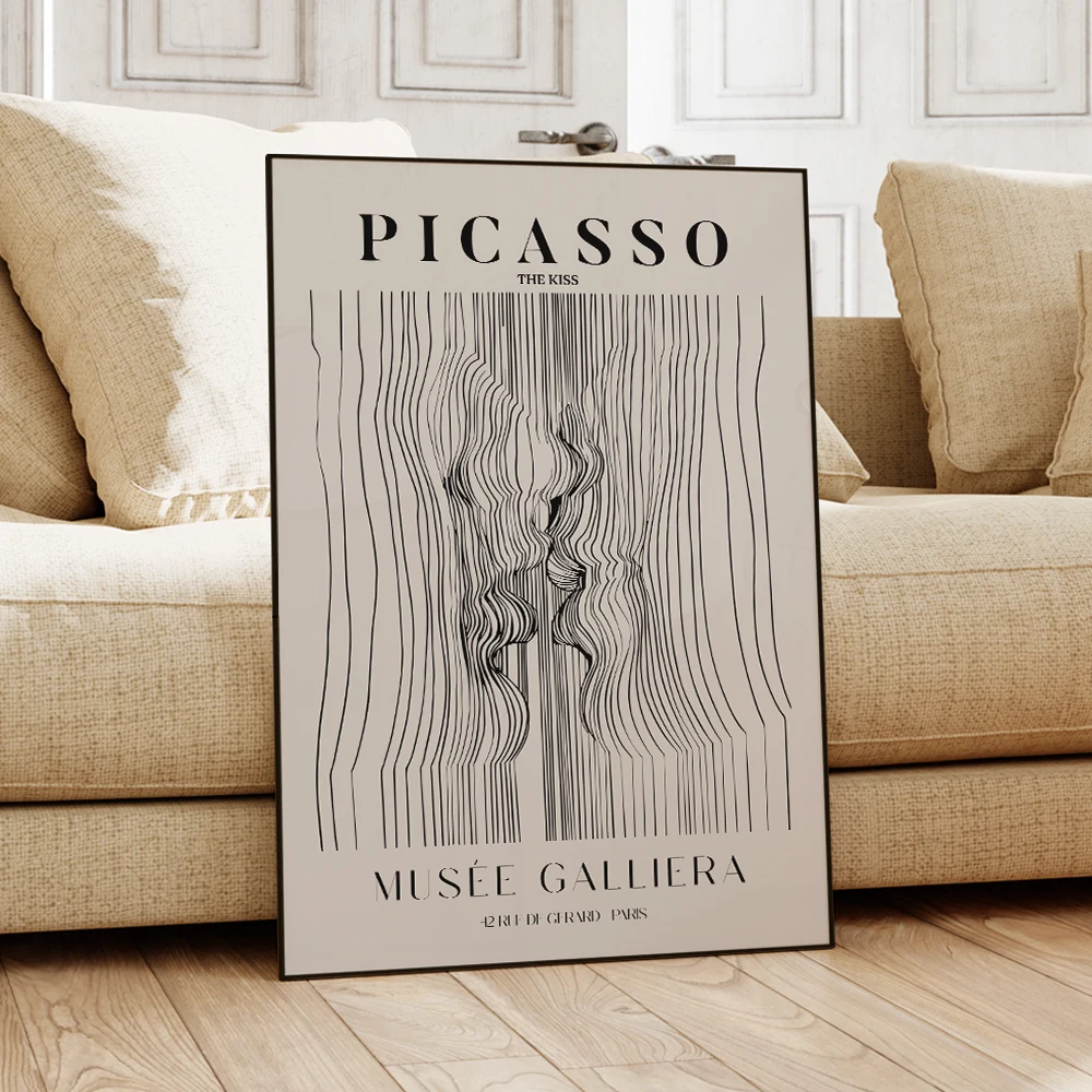 Modern Abstract Line Minimalism Niche Picasso Kiss Wall Art Prints Canvas Painting Poster Pictures Living Room Dining Room