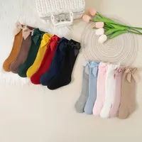 New Brand Baby Toddlers Socks Autumn Spring Children Girls Knee High Long Sock Cotton Big Bow Spanish Style Kids Floor Socks 2