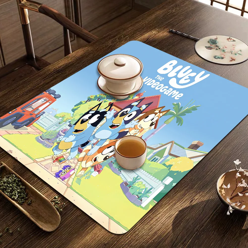 Cartoon B-Blueys Kitchen Draining Mat Non-slip Drain Dish Mats Coffee Pad Heat Resistant Placemat Dinnerware Dustproof Pads 4