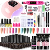 Limegirl Nail Set Nail Gel Tools Kit 54W Nail Lamp 18/12/7 Colors UV Gel Nail Polish Kit Contains Nail Drill Machine Nail Kit 1