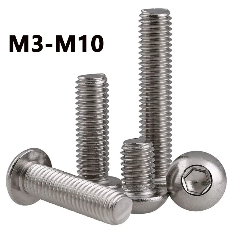 

M3M4M5M6M8M10 316 Stainless Steel Round Head Inner Hexagonal Screw Semi-circular Cup Hexagonal Screw Bolt
