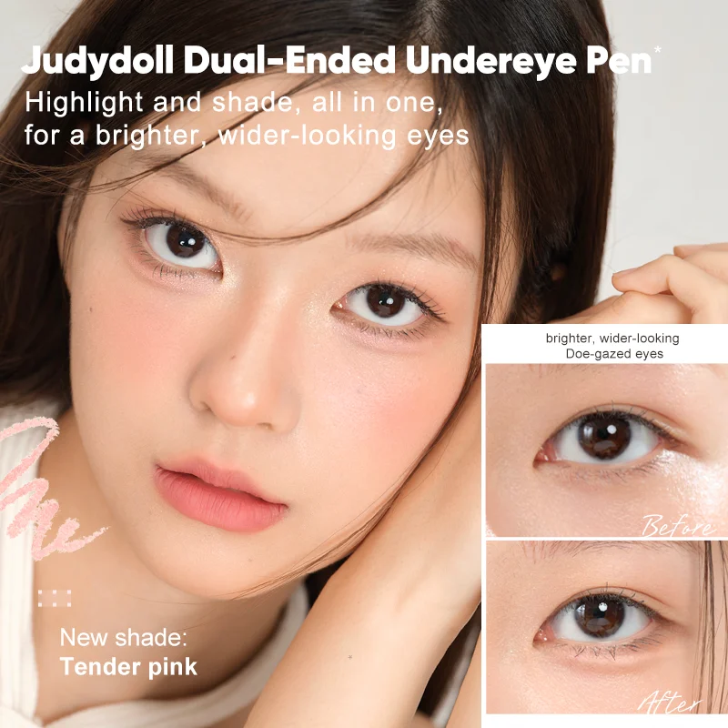 Makeup Pen Judydoll Dual-Ended Aegyo Sal Pen Highlighter Contour 2-in-1 Easy to Apply Long-Lasting Smudge-Proof Natural Eye Brighten