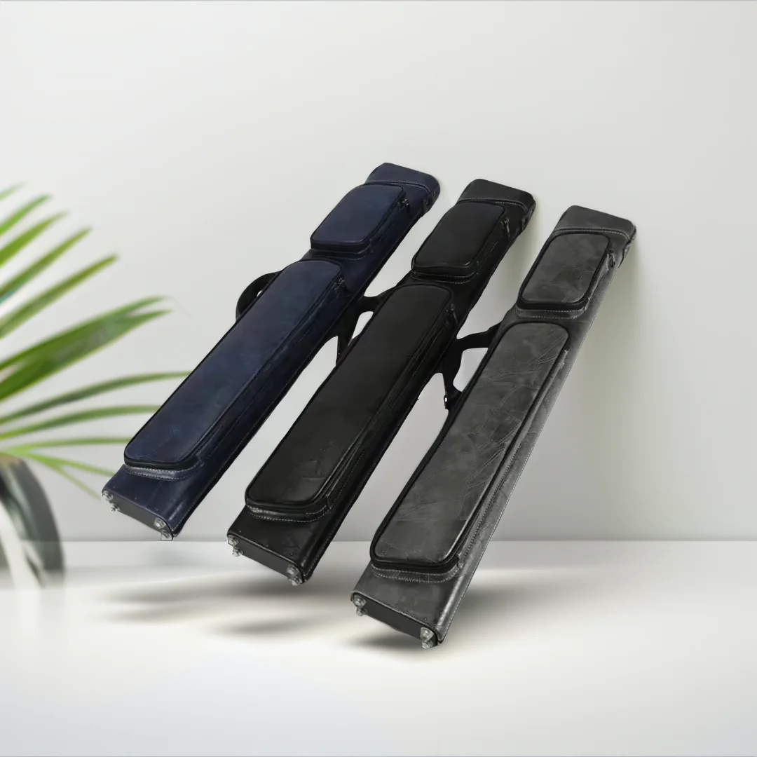 Durable Advanced Leather 1/2 Pool Cue Bag Snooker & Billiard Cue Stick Storage 3B4S Nine-ball Portable Pool Case