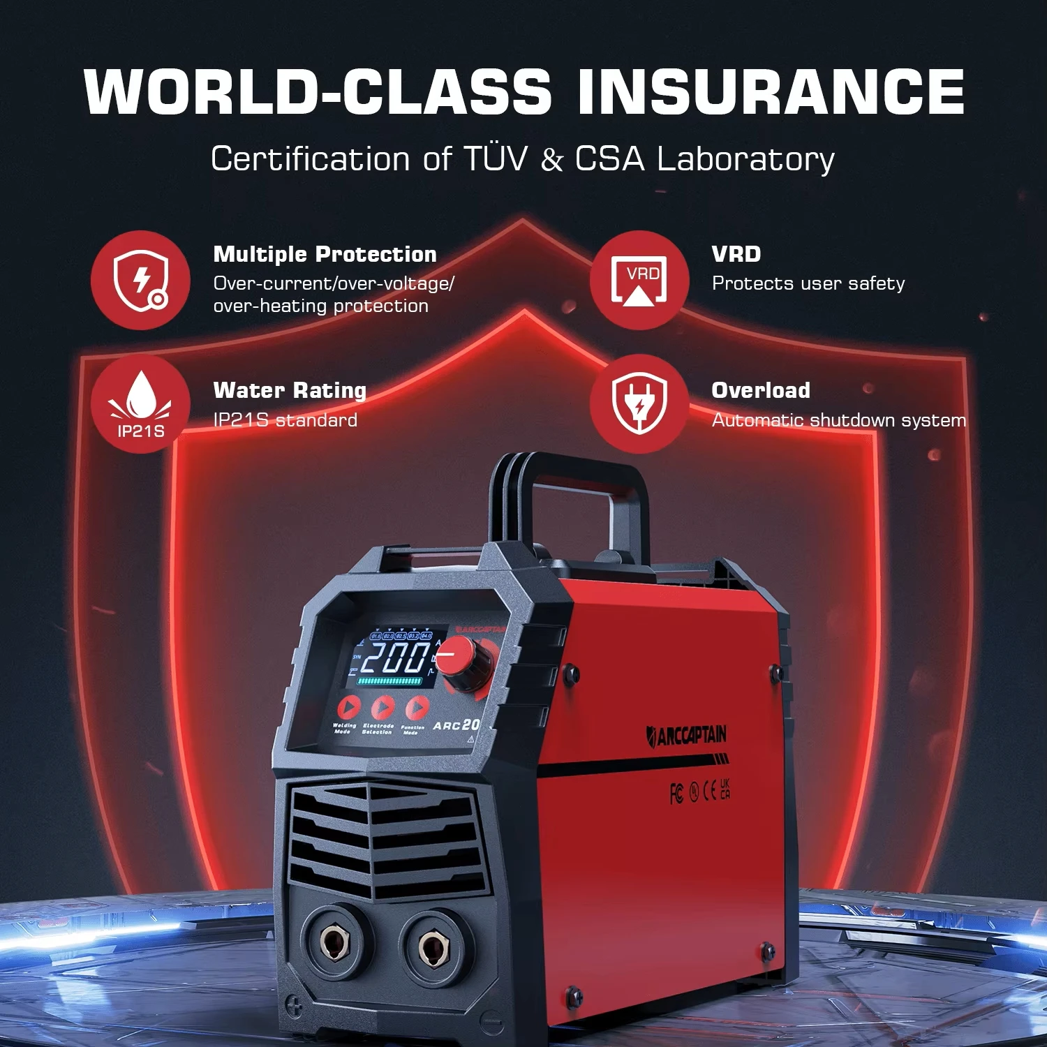 ARCCAPTAIN Semi-automatic Welding Machine 2 IN 1 Lift TIG MMA DC IGBT Inverter ARC Welder Portable 220V 200Amp for Home Beginner 4