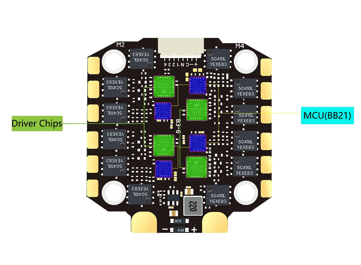 H7V6S H7 V6 V6S PLUS FC Stack/Flytower Flugsteuerungsplatine Barometer OSD 55A 60A 70A ESC für FPV Racing Drohne Quadcopter – Detail 24