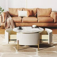 Modern Marble-Patterned Coffee Table with Two Large Drawers, Golden Legs for Elegant Living Room Storage 1 Modern Marble-Patterned Coffee Table with Two Large Drawers, Golden Legs for Elegant Living Room Storage 1