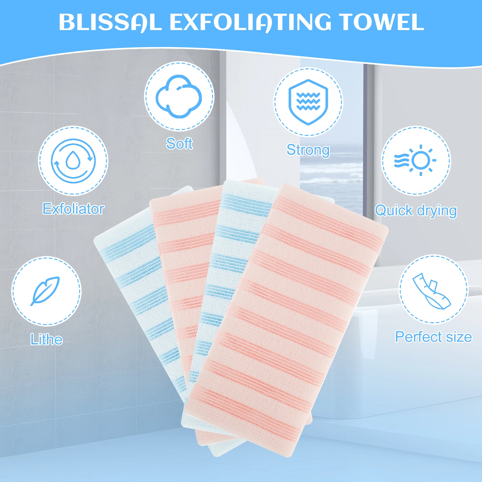 Rubbing Washcloth Exfoliating Washcloth Skin Exfoliating Cloth Shower Scrubber Exfoliating Scrubber Exfoliating Shower Scrubber 4Pcs Japanese Rubbing Washcloth
