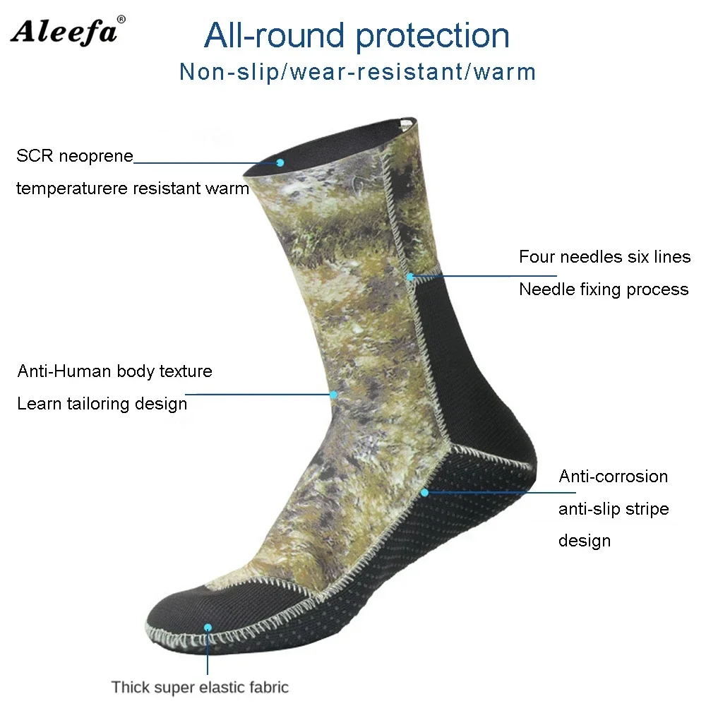 Diving Socks 3mm Neoprene Diving Socks Camouflage Beach Swimming Keep Warm for Scuba Diving 5