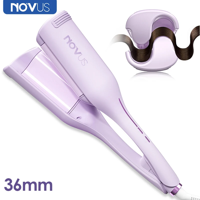 NOVUS 36MM Deep Wave Hair Curler Ceramic 4 Temperature Adjustable Fast Heating with Negative Ion Anti-Scald Egg Roll Hair Curler 5 pcs square filter cotton for air purification ashtray anti second hand smoke with negative ion function