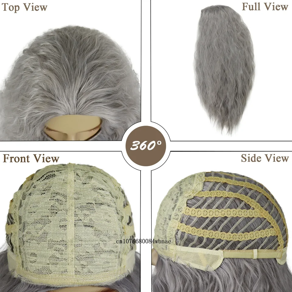 Halloween set met lange grijze baard en pruik, krullende tovenaars
