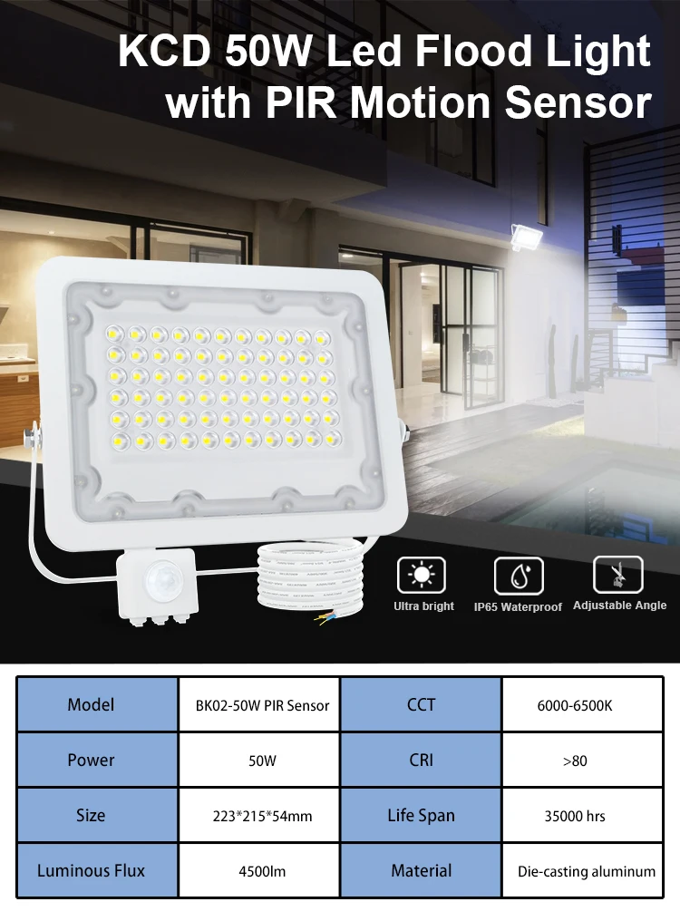 solar security light with motion sensor KCD 50W Outdoor Lighting Buitenlamp Met Sensor 220V Eclairage Exterieur Led White Luz Exterior Iluminação Led Lumiere Exterieur outside flood lights