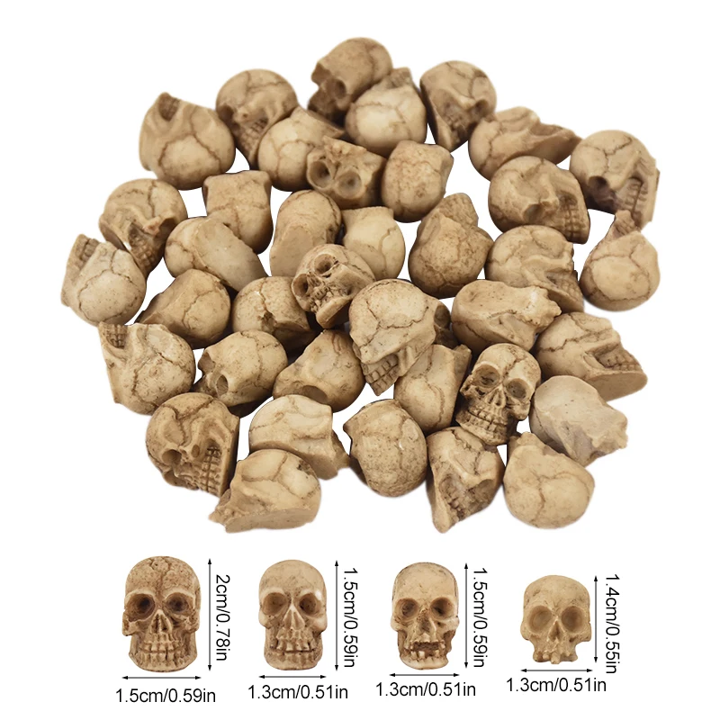 10/20pcs Halloween Skull Heads Model Scary Prank Props Mini Resin Skeleton Ornament Halloween Party Decorations Haunted House