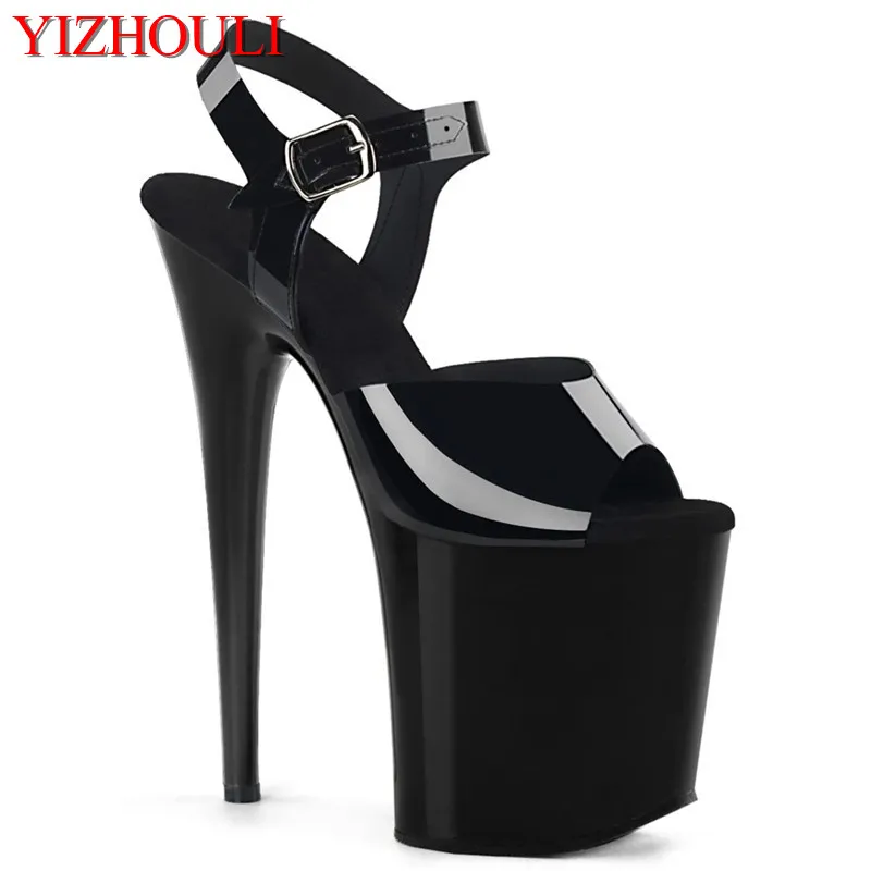 

20 cm sexy transparent vamp heels, 8 inch lacquered stiletto sandals/pole dancing model stage show dance shoes