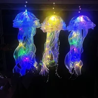 Jellyfish Colorful Nightlight Button Battery Hanging Ceiling Lantern with Ribbon&Bead LED Bulbs for Children Bedroom 5