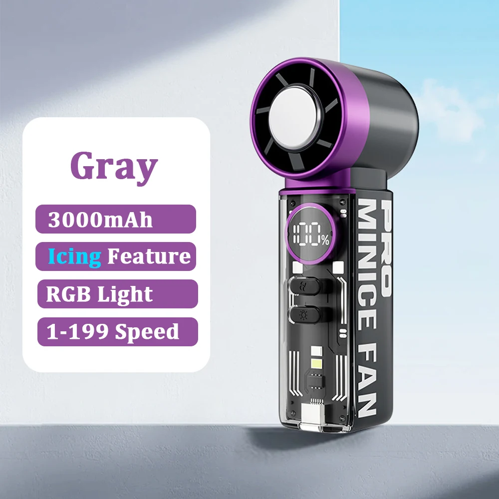Portable Handheld Mini Fan with LED Display and Rechargeable USB, Includes Lanyard for Makeup, Travel, and Outdoor Use