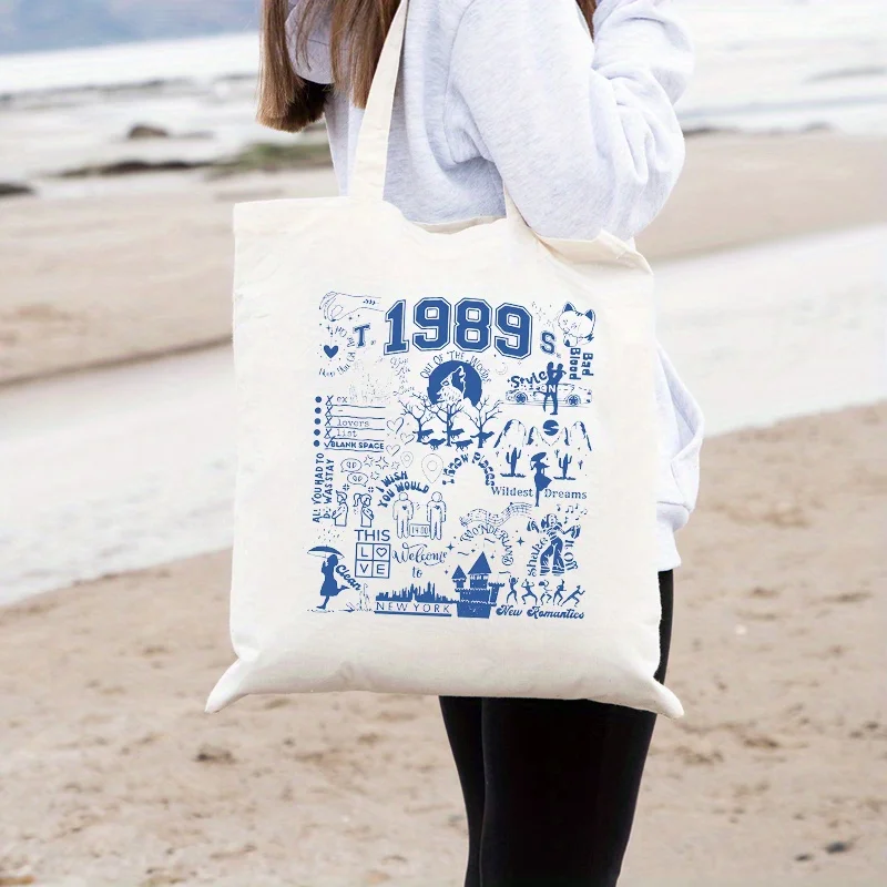 1pc 1989 pattern Canvas Shopping Bag, TS Merch Portable