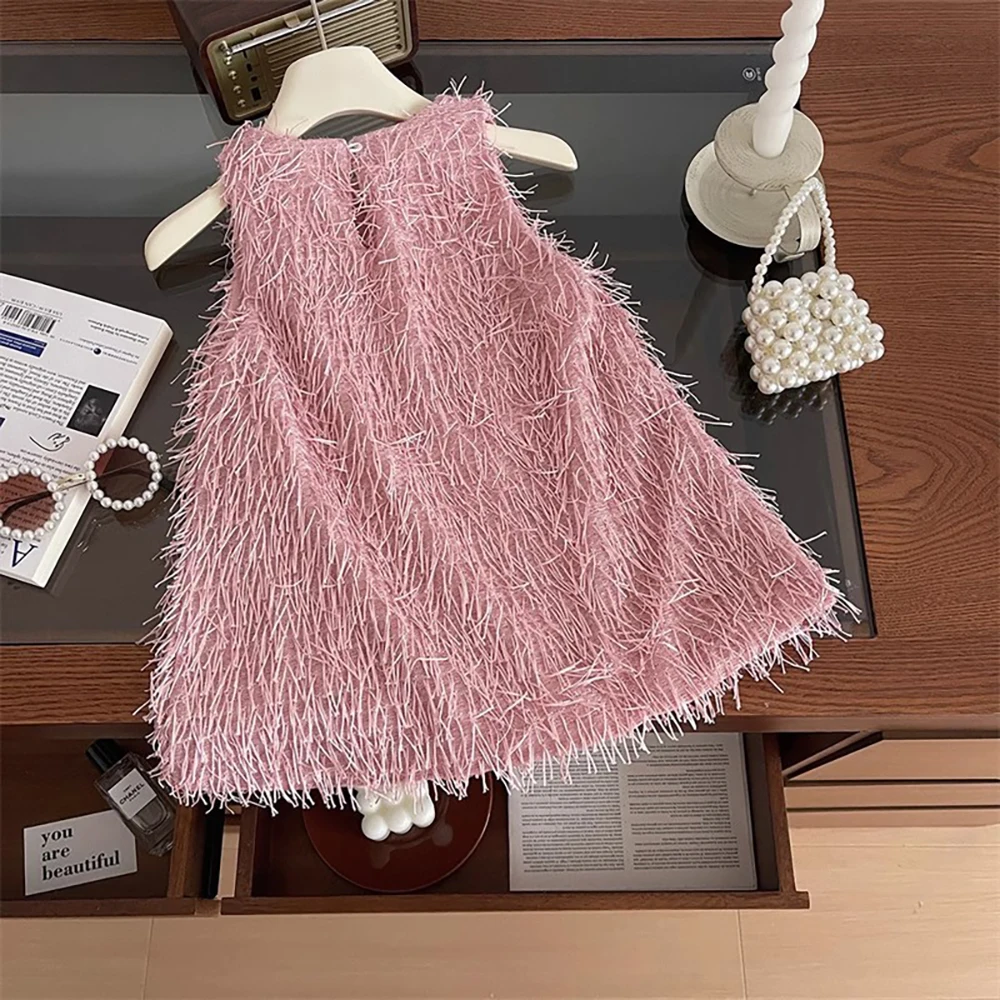 فساتين للفتيات باللون الوردي مع شراشيب، فستان أميرة، ملابس أطفال، زي حفلات، تنورة سهرة، ملابس كرنفال للأطفال من 3-8 سنوات، لأعياد الميلاد