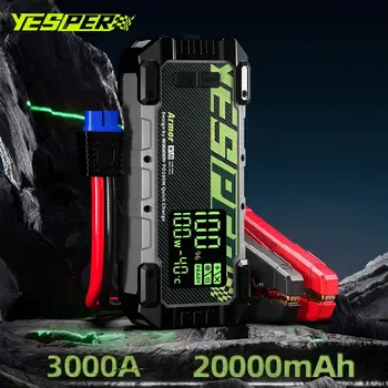 YESPER 3000A Avviatore di emergenza per auto 12V 20000mAh Banca di alimentazione portatile, avvio di emergenza per booster batteria automatico per camion SUV