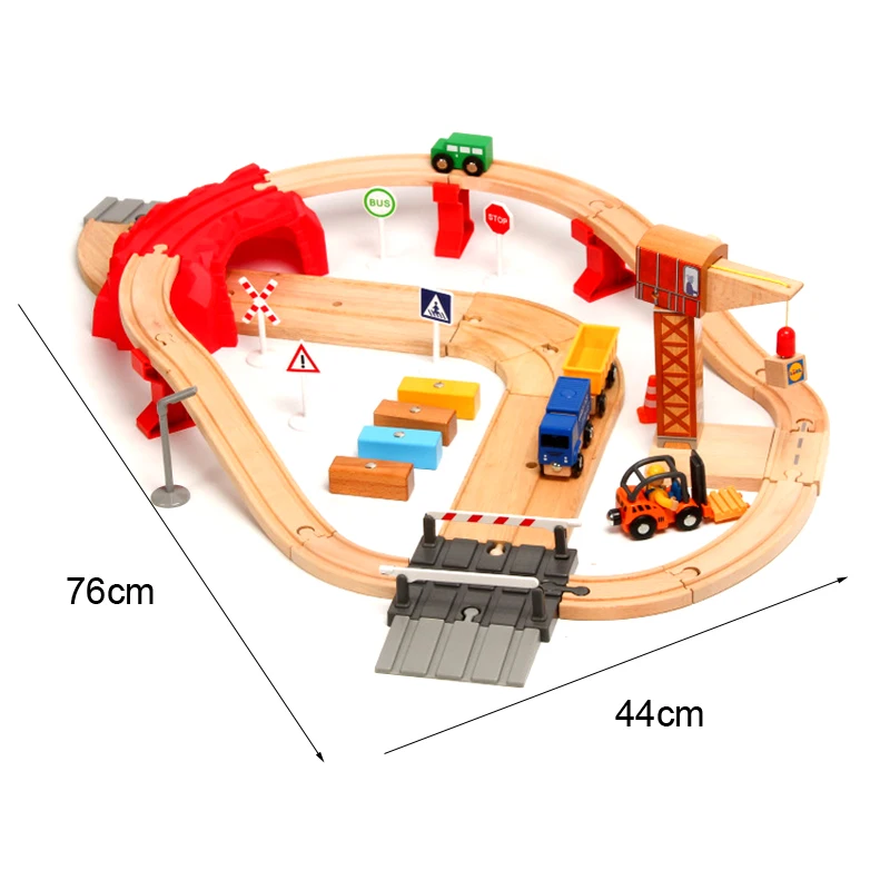 

Wooden Train Track Set Transport Scene Accessories Children Assemble Educational Boys Toys Suitable For Wooden Rails Pd52