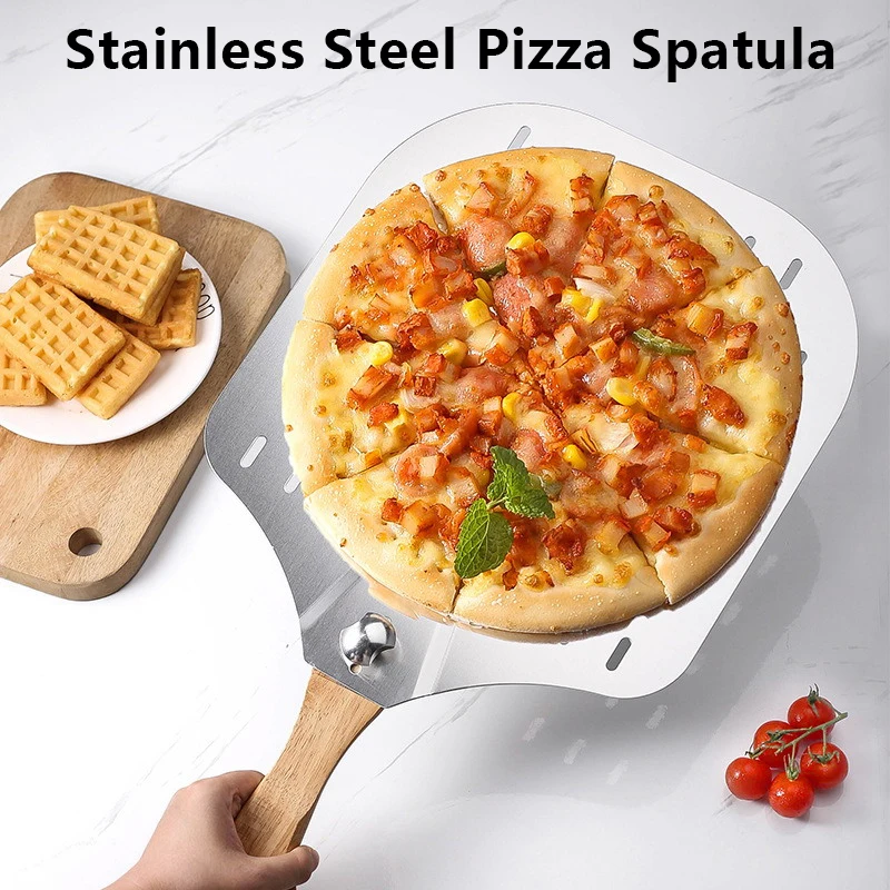 

Лопата для пиццы из нержавеющей стали с деревянной ручкой, 12 дюймов