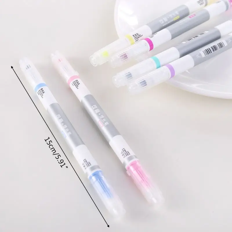 E9LB 6 개/대 지울 수있는 형광펜 펜 마커 파스텔 액체 분필 형광 연필 드로잉 편지지