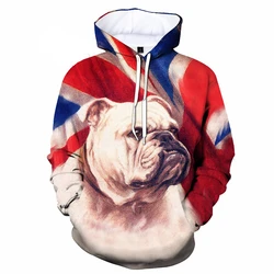 Hoodies For Men Women Cool Bulldog Dog 3D Printed Harajuku Fashion Hoodies Long Sleeve Sweatshirts Pullover Oversized y2k Hooded