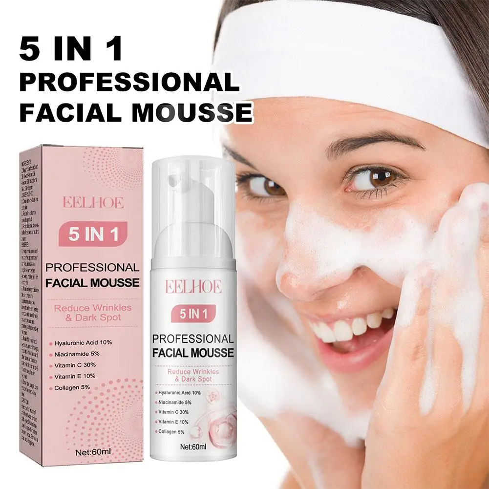 

5 IN 1 Facial foaming Cleanser Deeply Cleansing Oil Moisturizing Cleanser Wash Foam Removal Blackhead Skin Control Care Fac C7T6