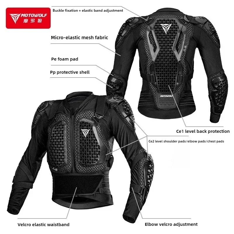 Motowolf Motorcycle Jacket Men Moto Body Armor MX Armor Motocross Racing Jacket CE Approval Motorbike Moto Protection Gears