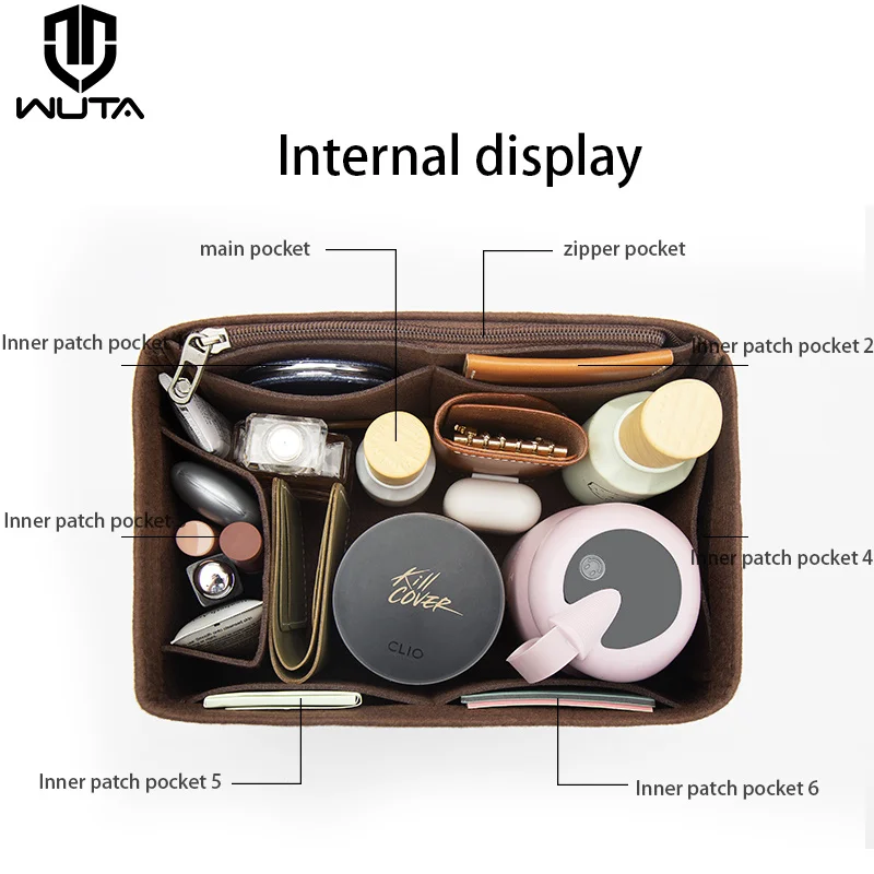 WUTA Felt Insert Bag Organizer For LV Speedy 20 25 30 35 Flap Handbag Inner Bag Makeup Travel Purse Storage Tote Bag Accessories Best Sellers In Luggage, Bags