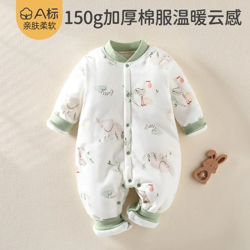 

Baby Cotton Jumpsuit Thickened Baby Autumn and Winter Plus Cotton Crawling Suit Kazakh Newborn Cotton-padded Suit A Class