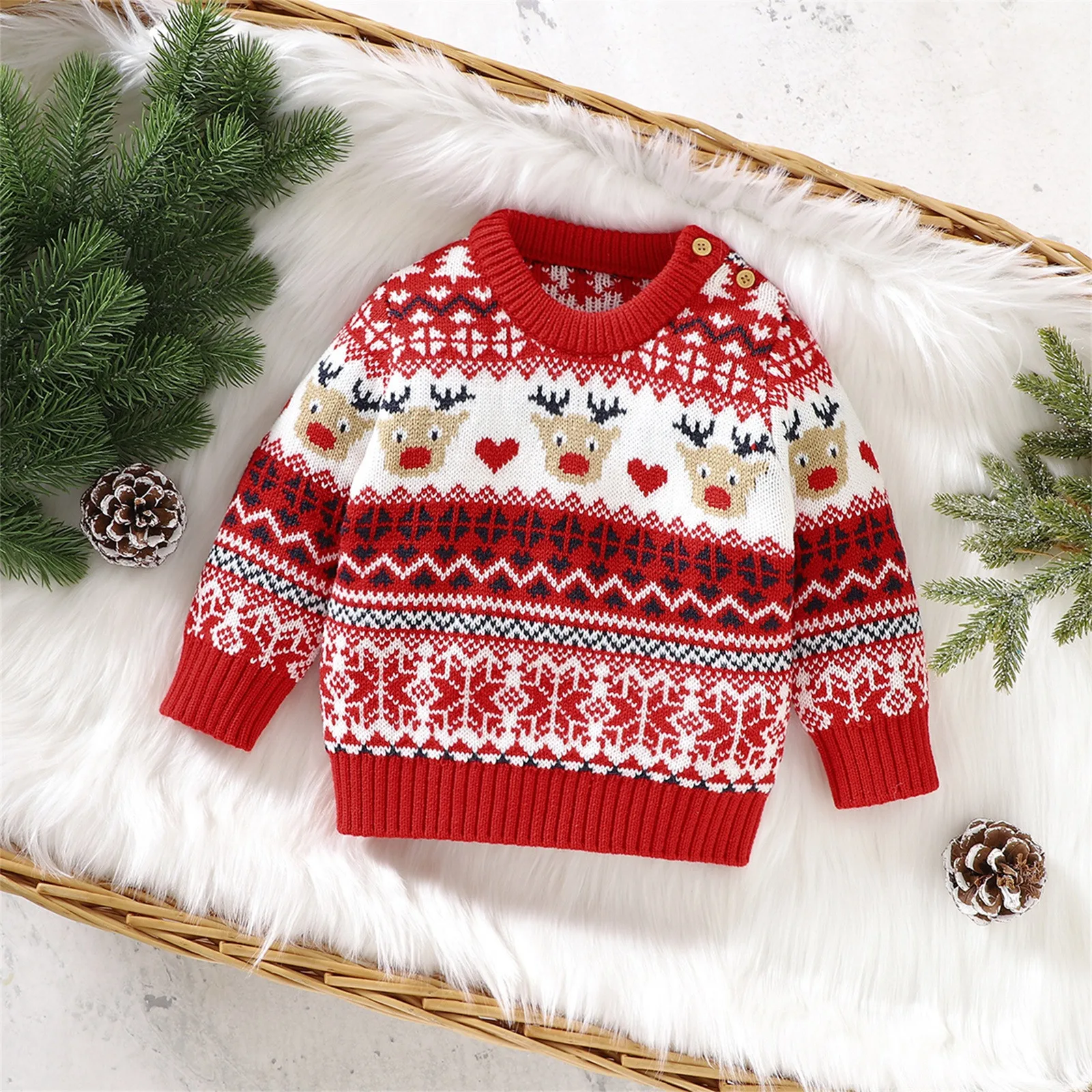 Toddler Infant Baby Girl Boy Cute Long Sleeve Christmas Deer Knitted