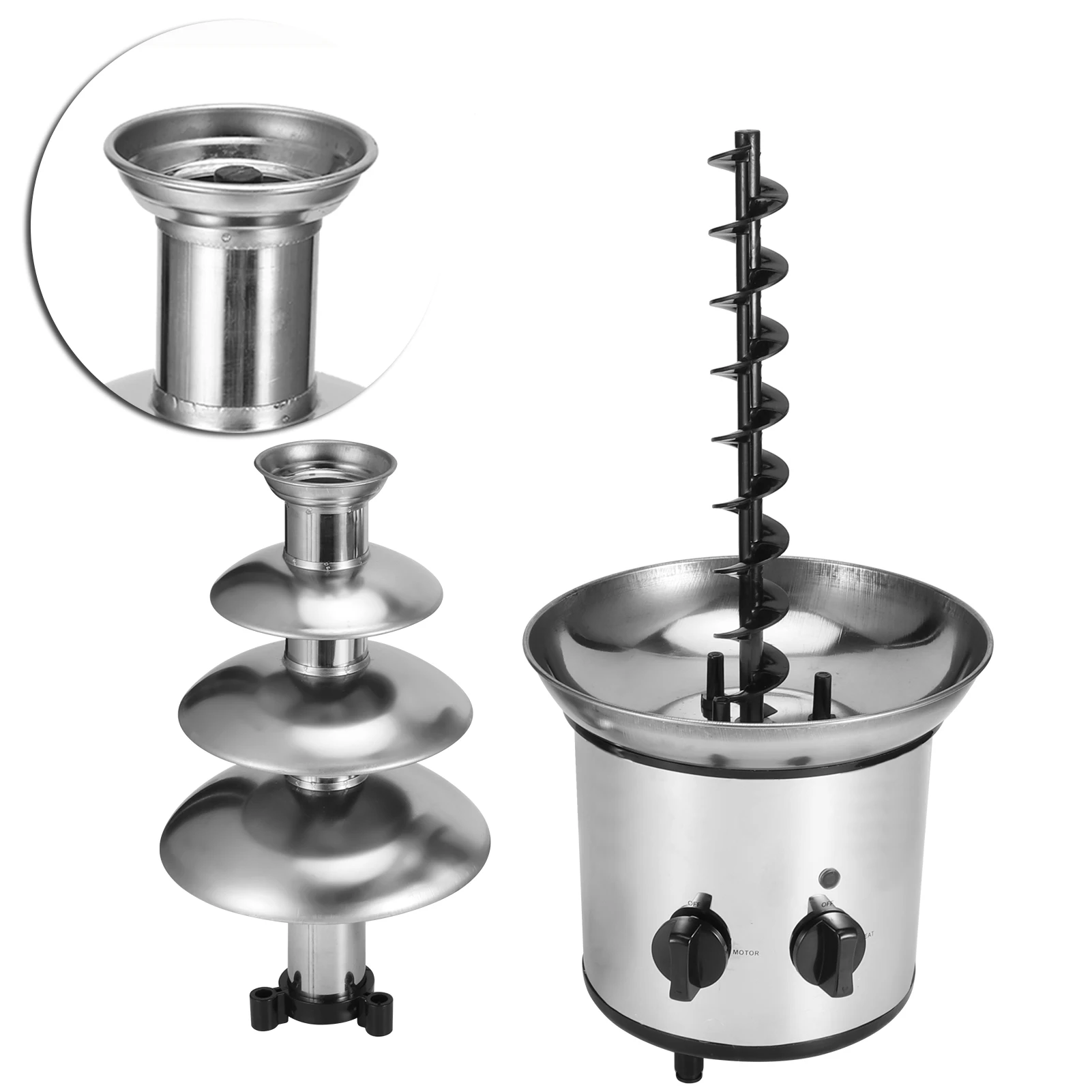 Chocolate Fountain 4 Tiers Electric Melting Machine Fondue Pot Set for Chocolate Candy Ranch Nacho Cheese 220V
