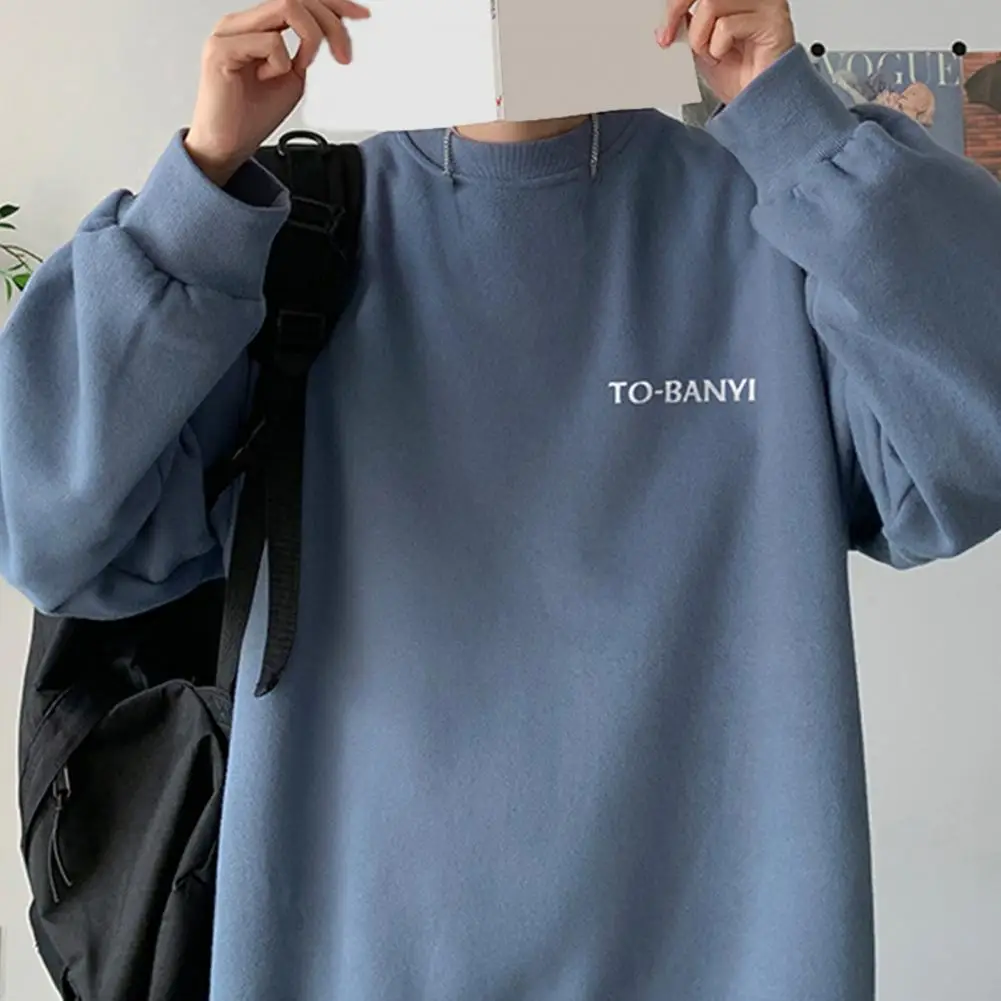 

Men Sweatshirt Streetwear Style Men's Oversized Pullover Warm Long Sleeves Letter Print Ideal for Fall/winter Fashion Letter