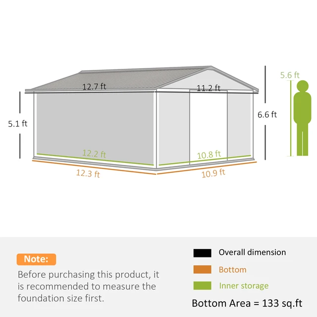 Abri à outils en acier pour jardin, rangement utilitaire extérieur, jaune, jardin d'arrière-cour, 13 po x 11 po 2