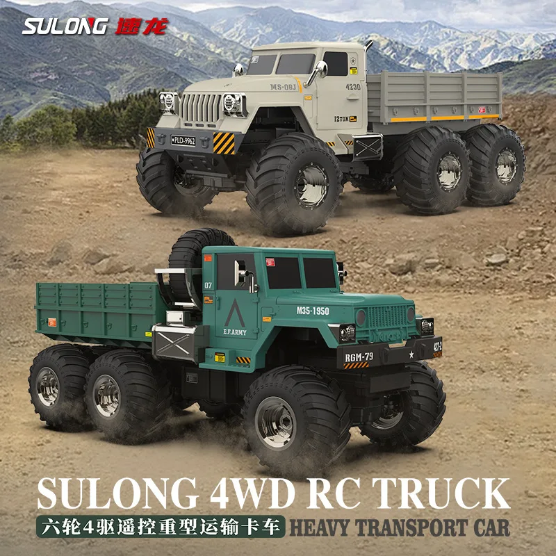 SL New RC Cars 6081 1:12 Scale Military Six-Wheel 4WD Heavy Transport Off-Road Electric Truck Model, Children's Christmas Gift 3
