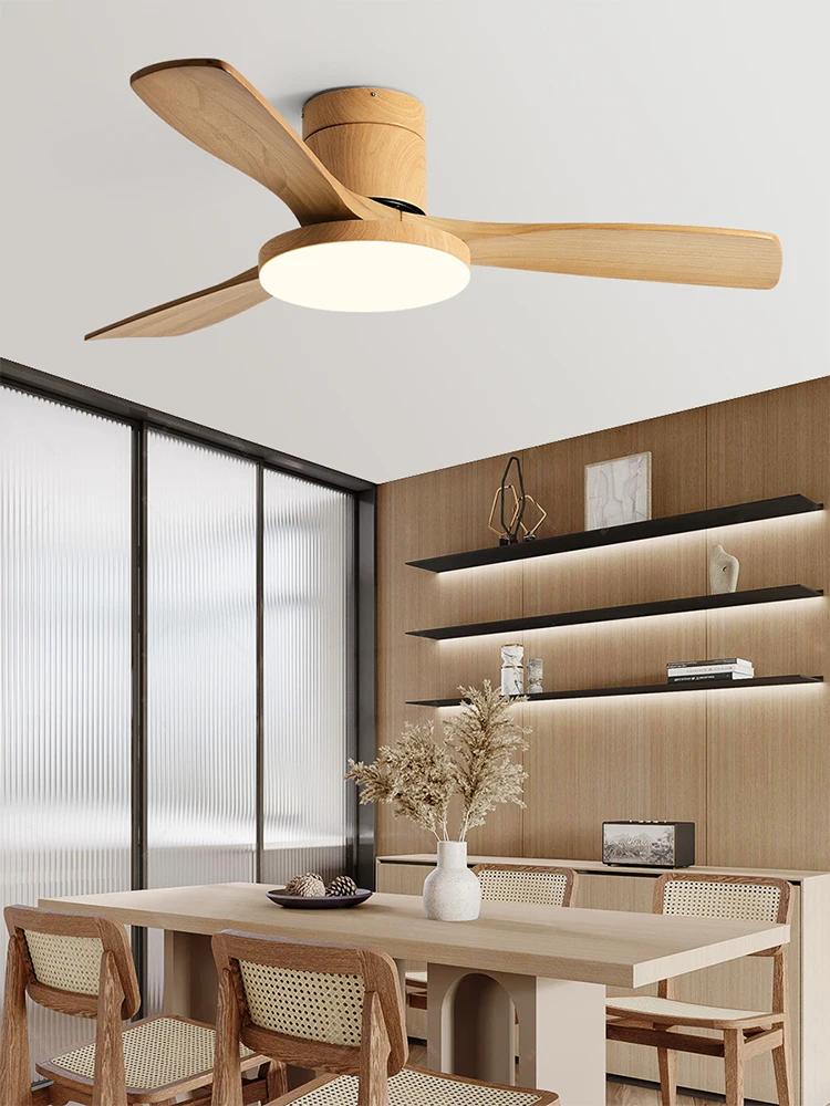 Low Floor Modern Ceiling Fan with Lights 6-speed Adjustable DC Motor Reversible Blade Remote Control LED Fan with Lights