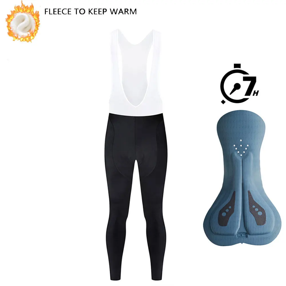 Cycling Pants ELASTIC INTERFACE Gel Padded Men's Winter Thermal Fleece Mountain Bike Cycling Bib Pants Shockproof Tights